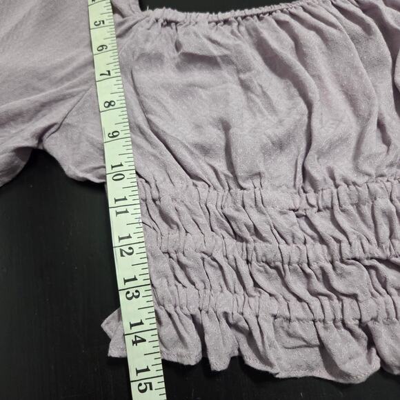 Urban Outfitters Cottagecore Crop Peasant Top Smocked Waist Purple Small - Picture 4 of 6